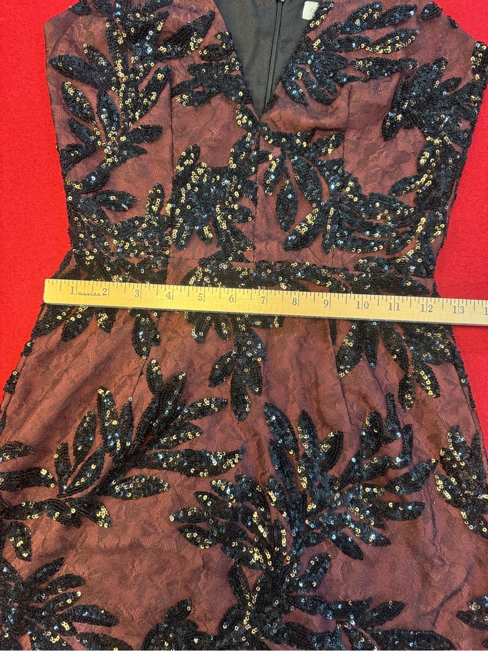Dress the Population Black Sequin Burgundy Mini Dress - Picture 7 of 7